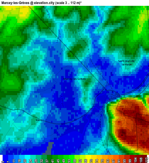 Marcey-les-Grèves elevation map