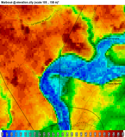 Marboué elevation map