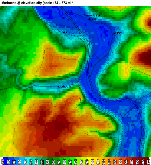 Marbache elevation map