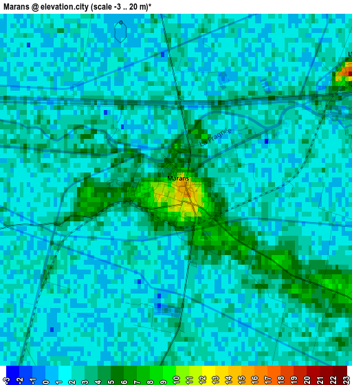 Marans elevation map