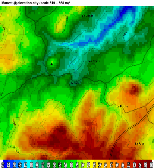 Manzat elevation map