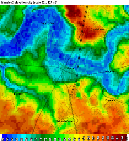 Mansle elevation map