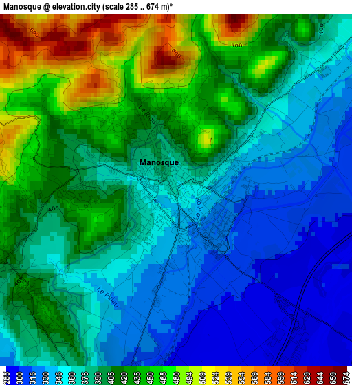 Manosque elevation map