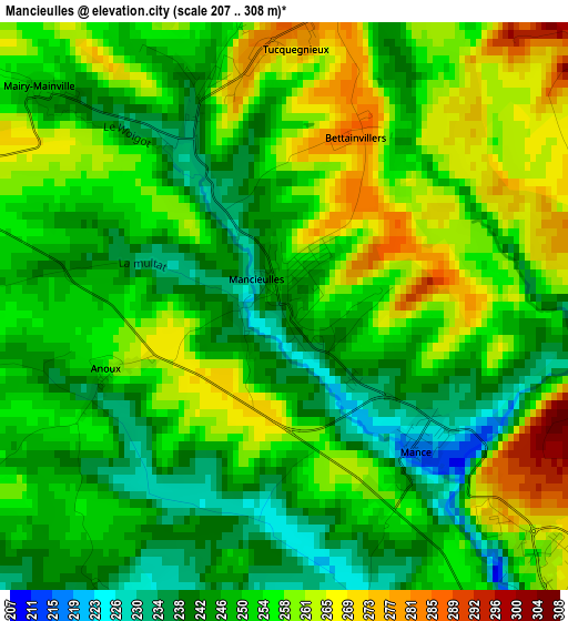 Mancieulles elevation map