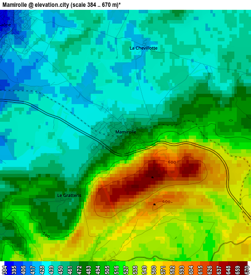 Mamirolle elevation map