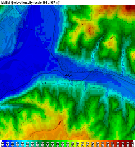 Malijai elevation map