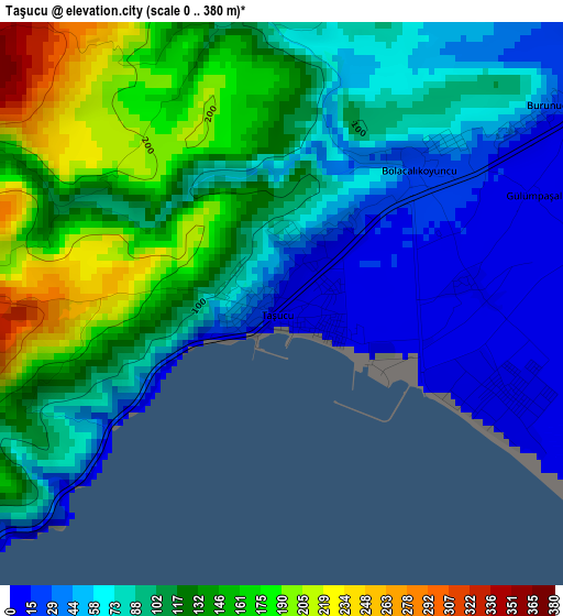 Taşucu elevation map