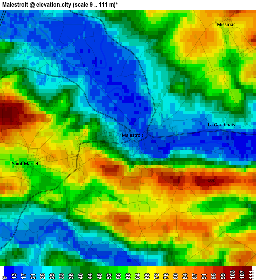 Malestroit elevation map