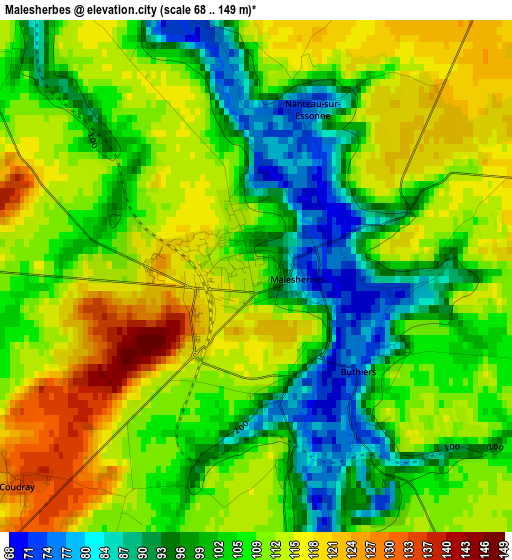 Malesherbes elevation map