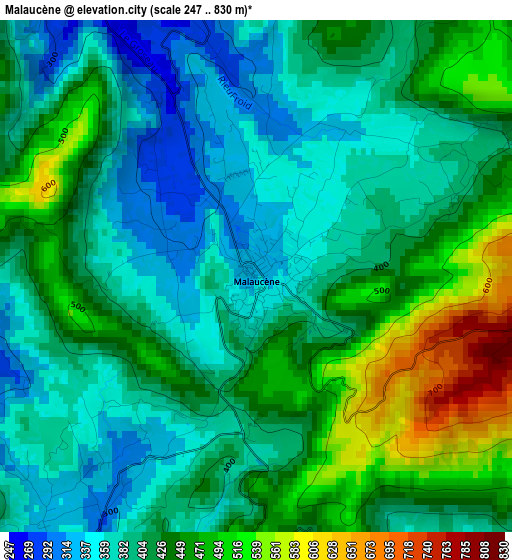 Malaucène elevation map