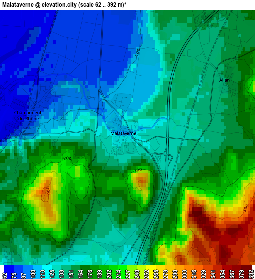 Malataverne elevation map