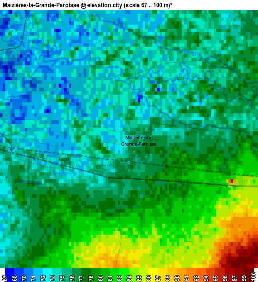 Maizières-la-Grande-Paroisse elevation map