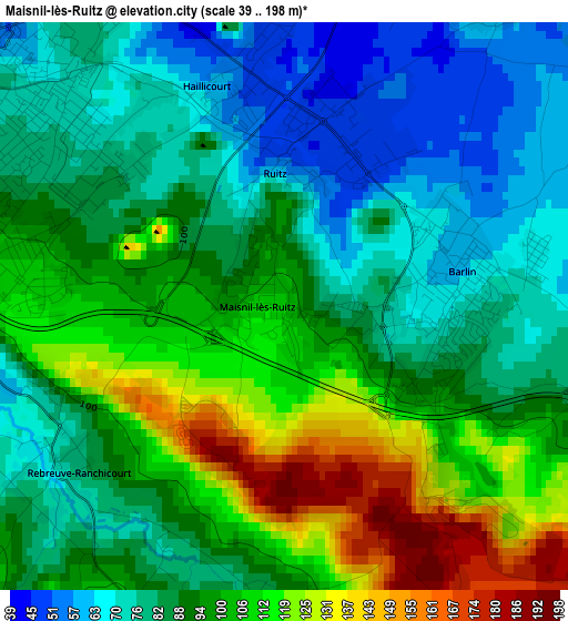 Maisnil-lès-Ruitz elevation map