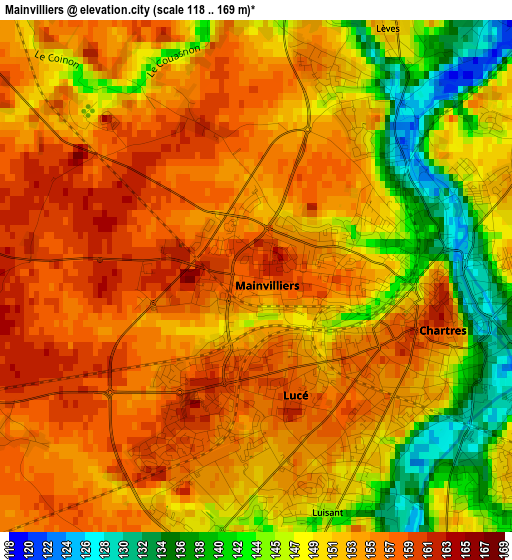 Mainvilliers elevation map