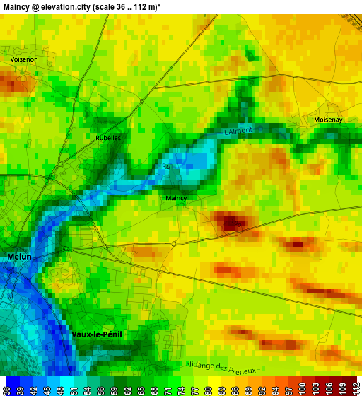 Maincy elevation map