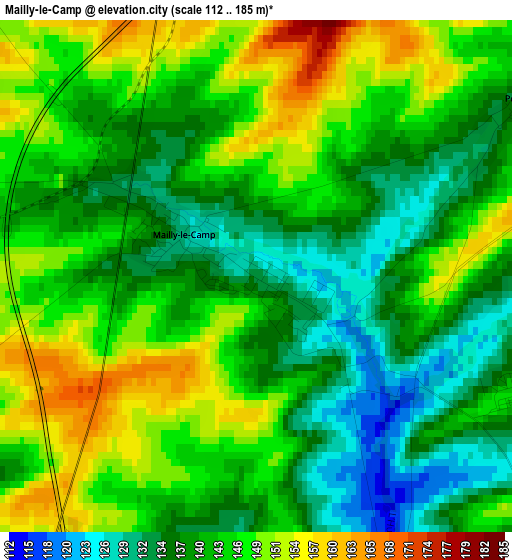 Mailly-le-Camp elevation map