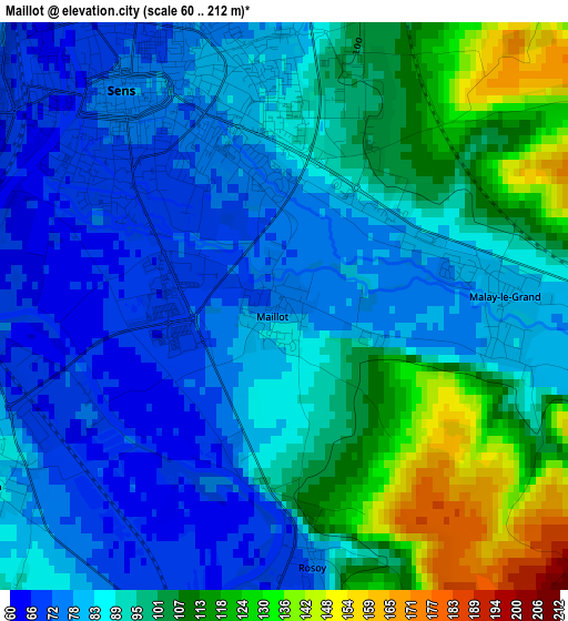 Maillot elevation map