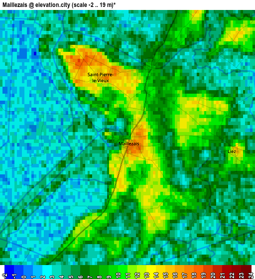 Maillezais elevation map