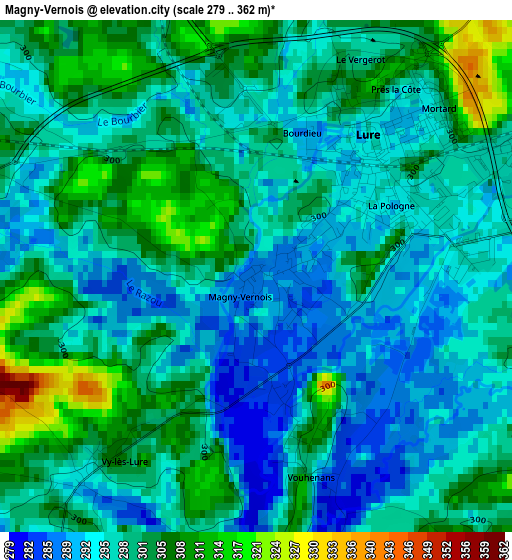 Magny-Vernois elevation map