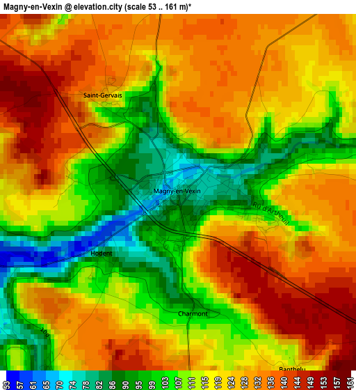 Magny-en-Vexin elevation map