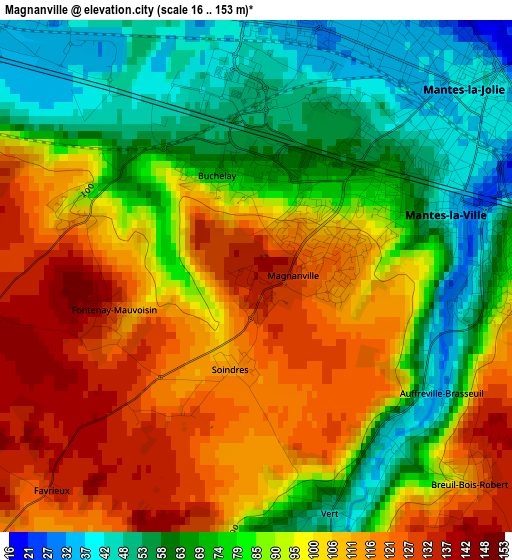 Magnanville elevation map