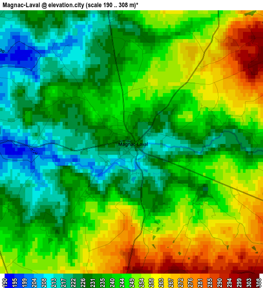 Magnac-Laval elevation map