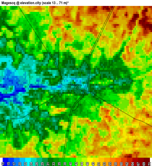 Magescq elevation map