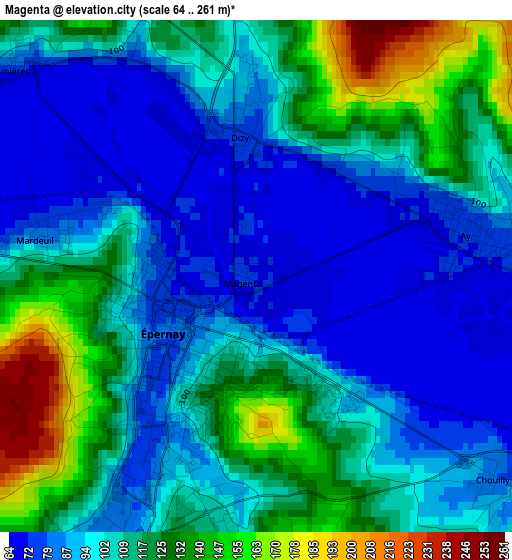 Magenta elevation map