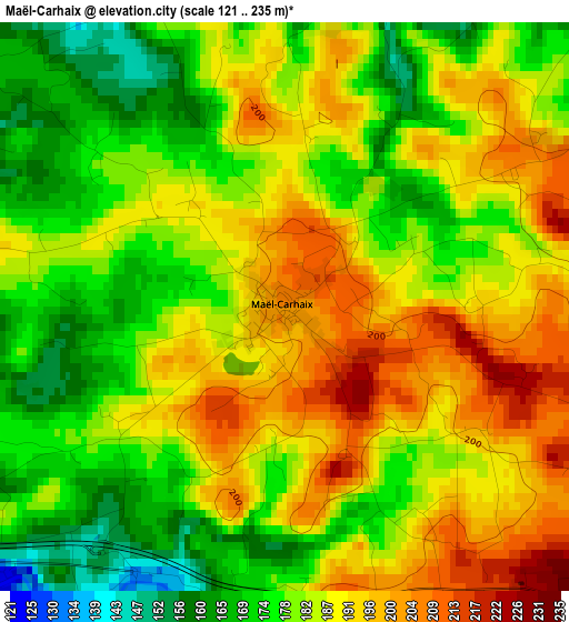 Maël-Carhaix elevation map