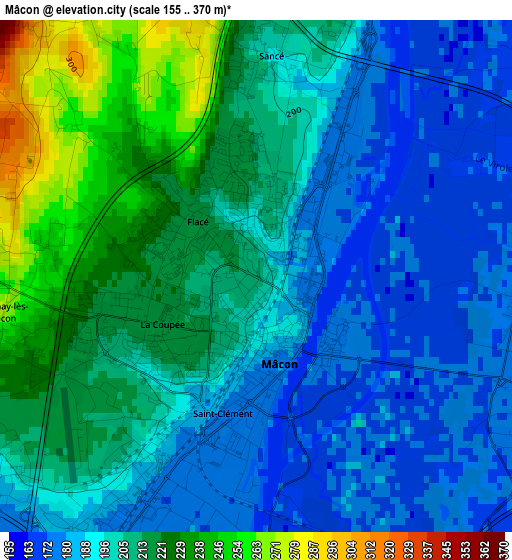 Mâcon elevation map