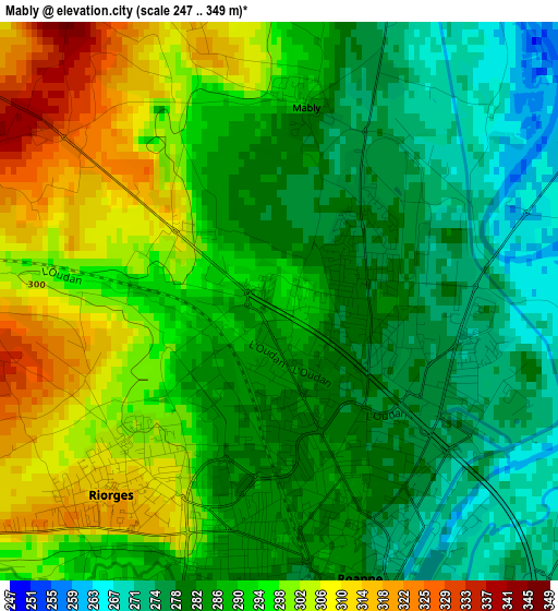 Mably elevation map