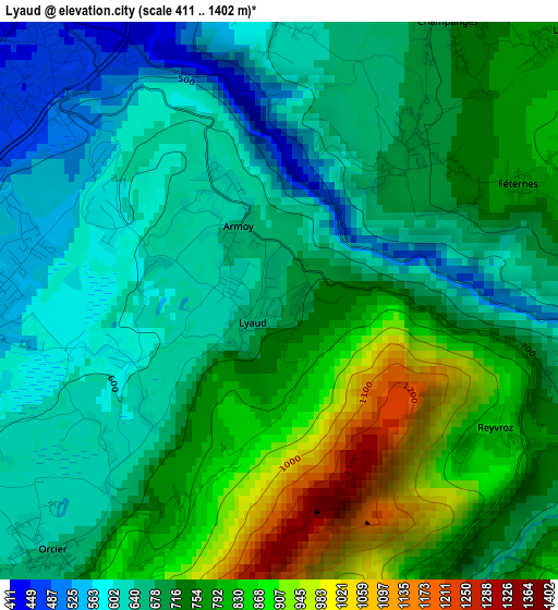 Lyaud elevation map