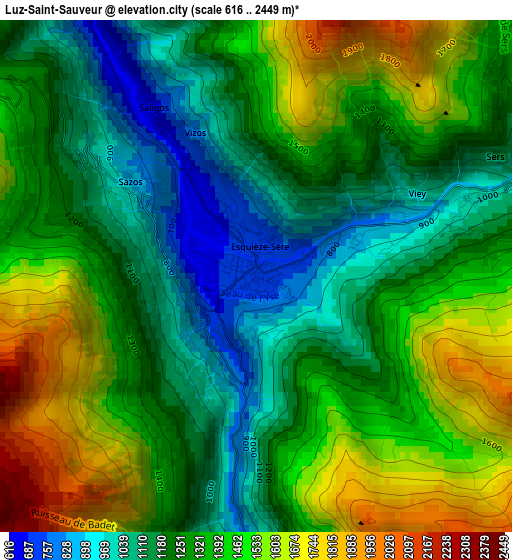 Luz-Saint-Sauveur elevation map