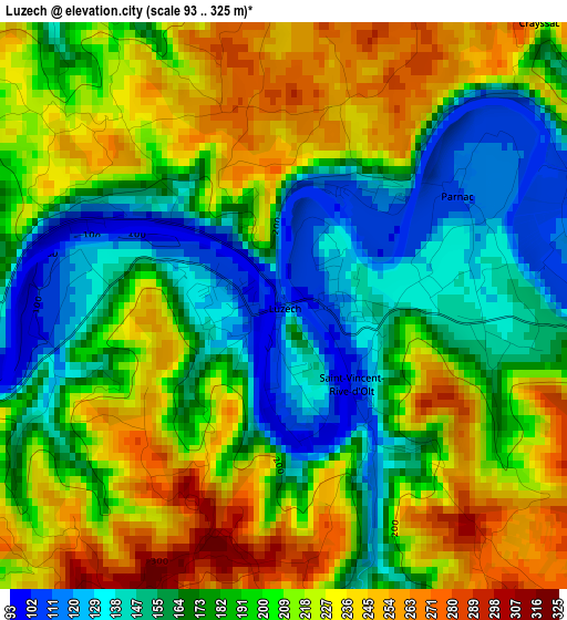 Luzech elevation map