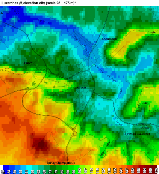 Luzarches elevation map