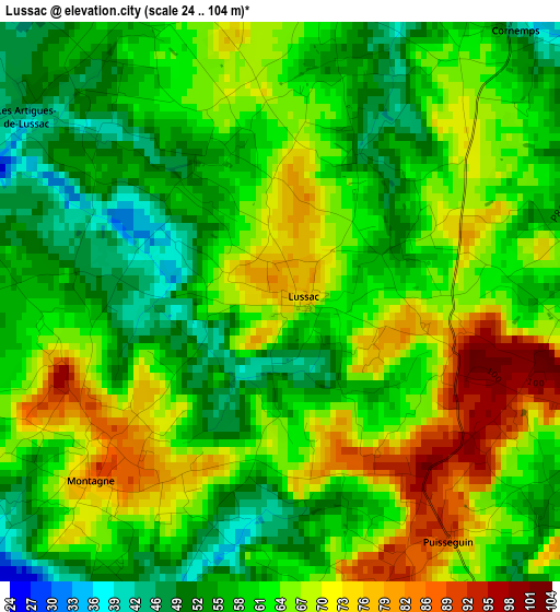 Lussac elevation map