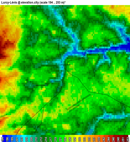 Lurcy-Lévis elevation map