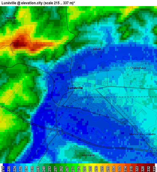 Lunéville elevation map