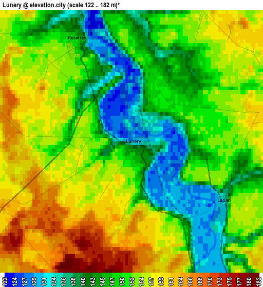 Lunery elevation map