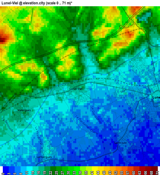 Lunel-Viel elevation map