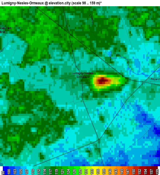 Lumigny-Nesles-Ormeaux elevation map