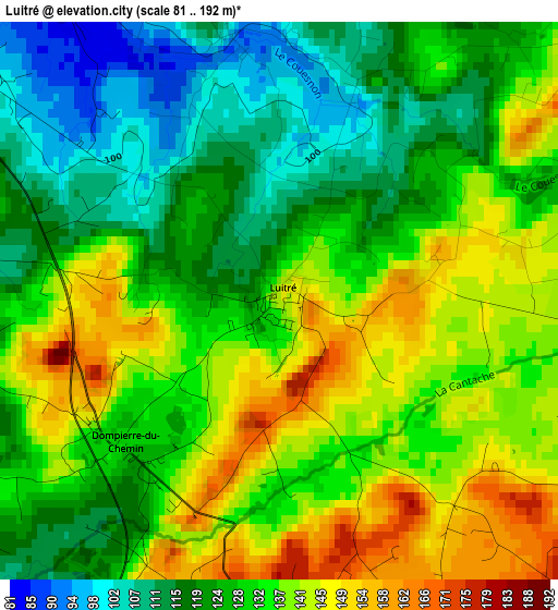 Luitré elevation map