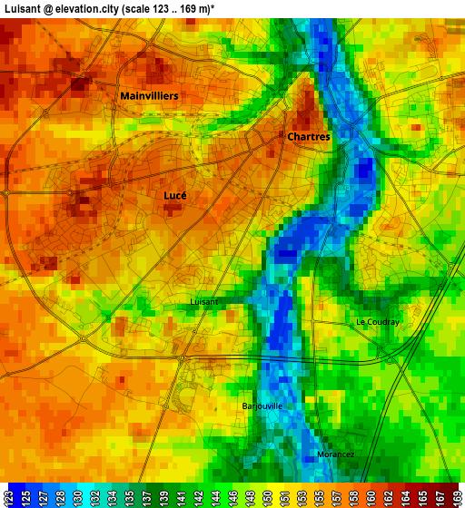 Luisant elevation map