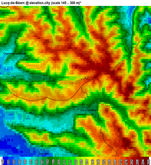 Lucq-de-Béarn elevation map