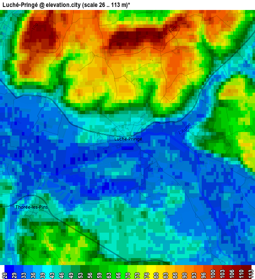 Luché-Pringé elevation map