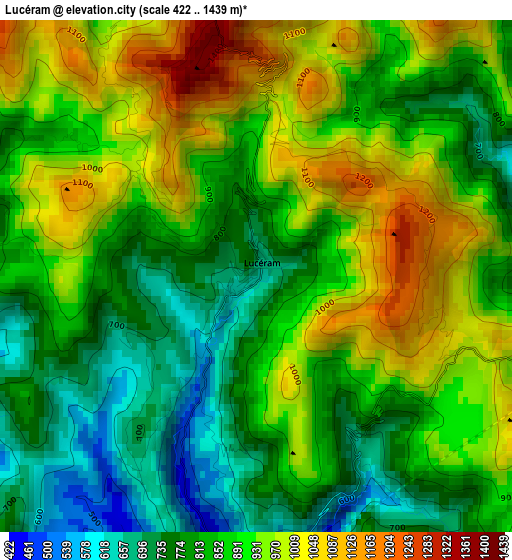 Lucéram elevation map