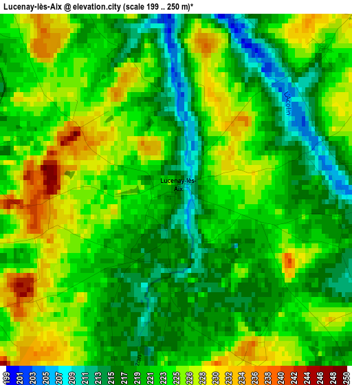 Lucenay-lès-Aix elevation map