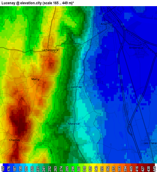 Lucenay elevation map