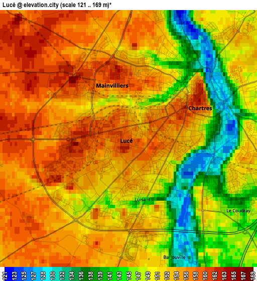 Lucé elevation map