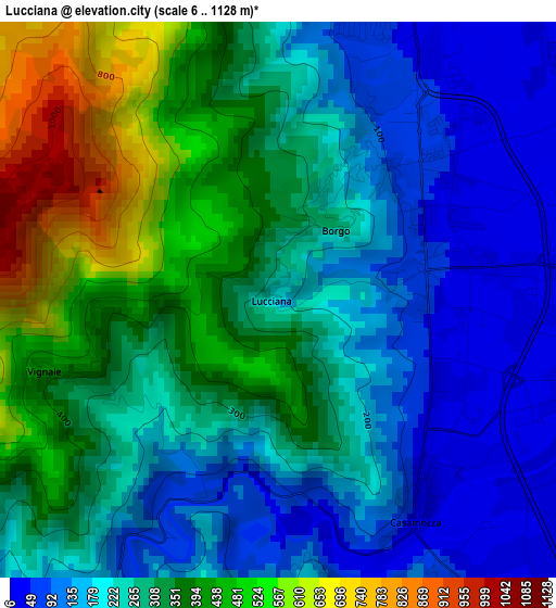 Lucciana elevation map